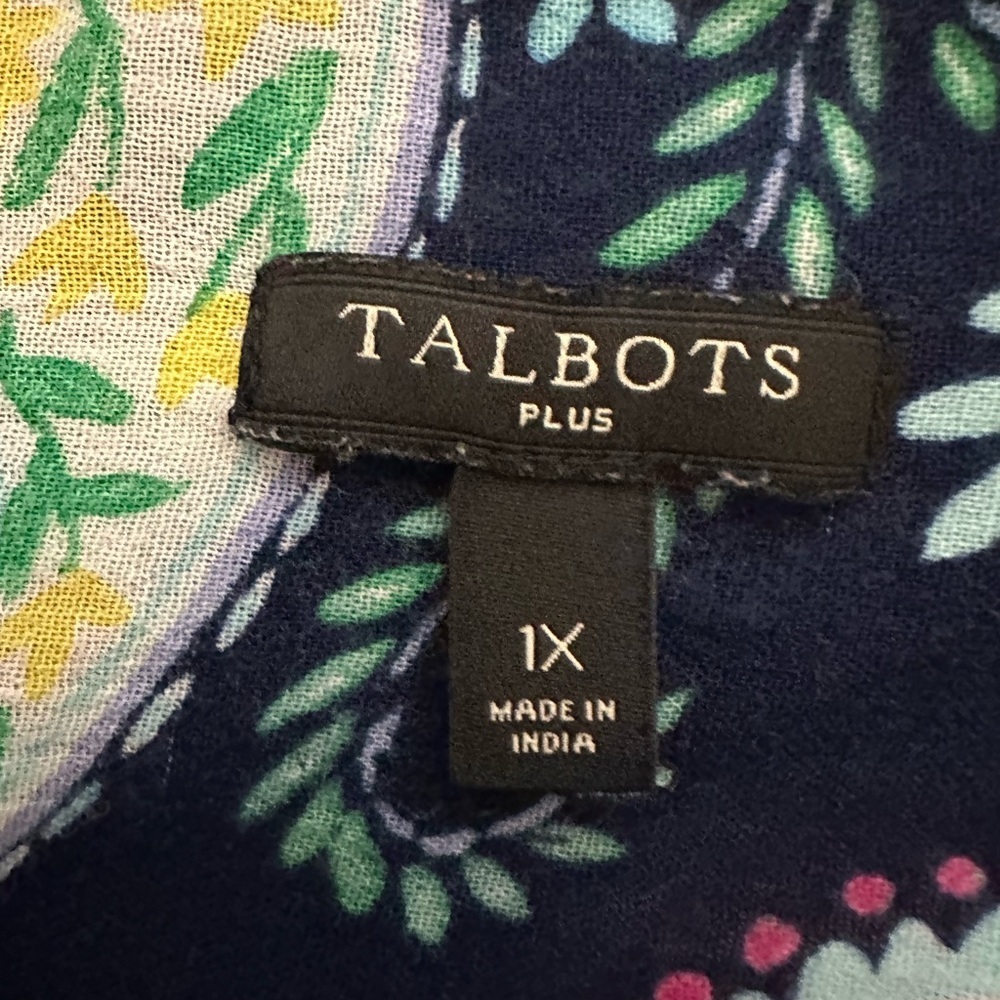 Talbots Button Down Shirt - Navy and Mint - Picture 5 of 12